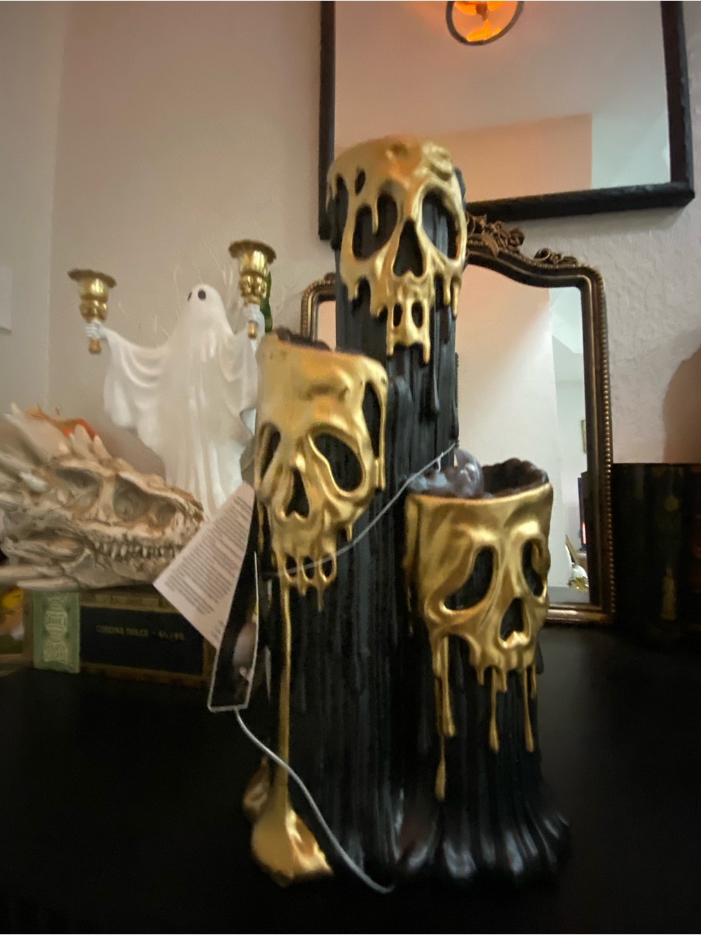 Gold Dripping Skull Candle set - Home Accents